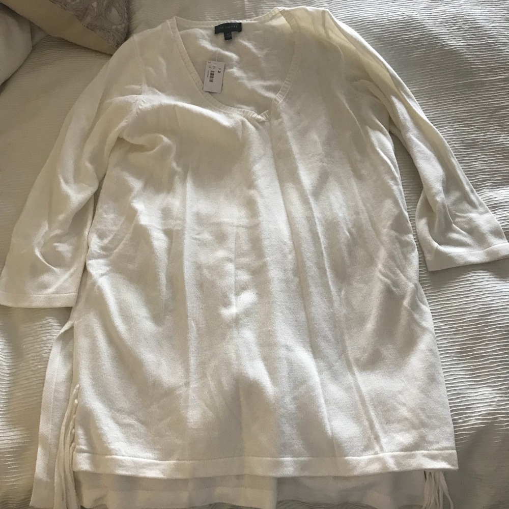 Cream Knit Fringe Sweater